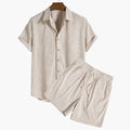 Men’s Corduroy Two-Piece Shorts Set – Short Sleeve Button-Down Shirt and Matching Shorts