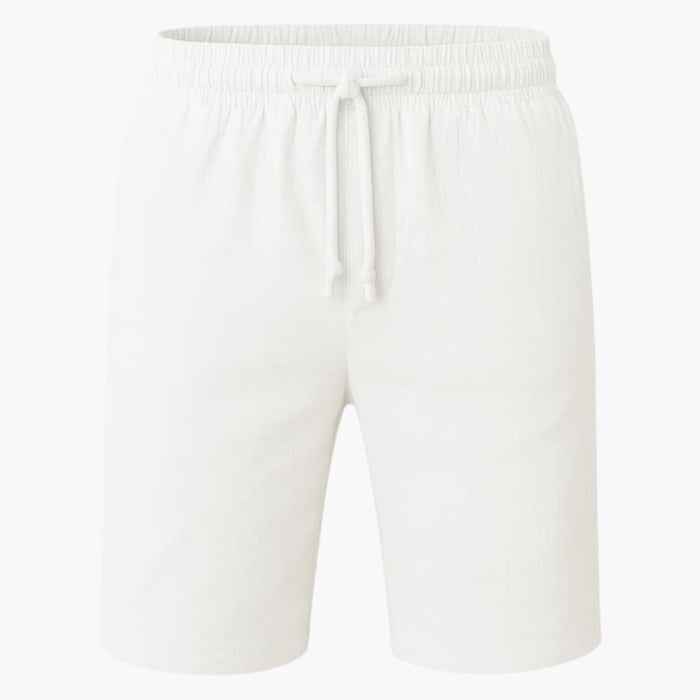 Men's Cotton Linen Shorts with Elastic Waistband and Side Pockets