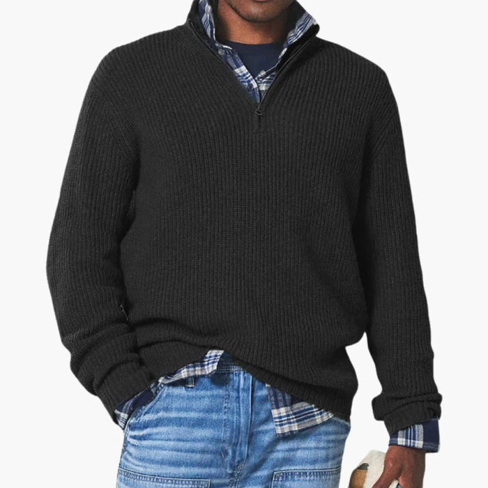 Men’s Half Zip Sweater with Stand Collar
