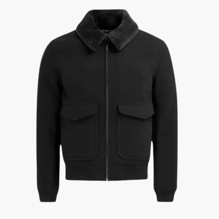Men’s Hip-Length Bomber Jacket with Reversible Zipper