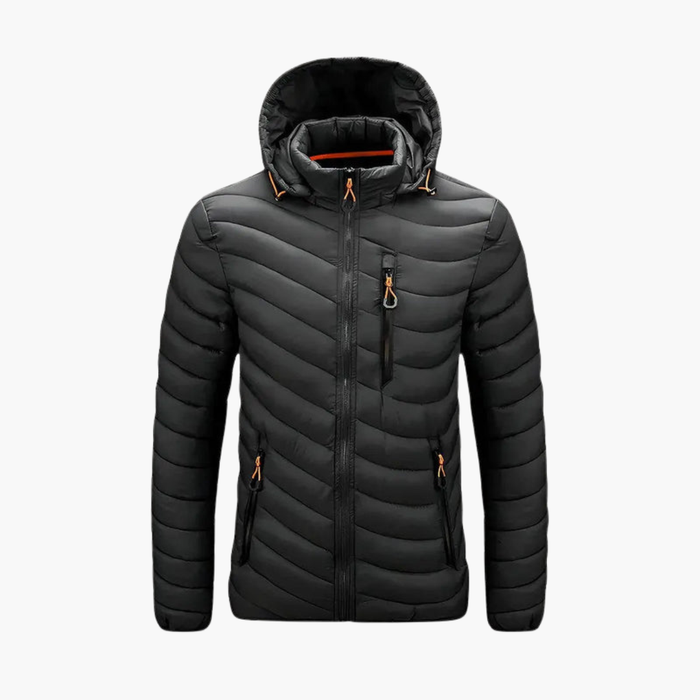 Men’s Hooded Padded Jacket with Zip Front and Side Pockets