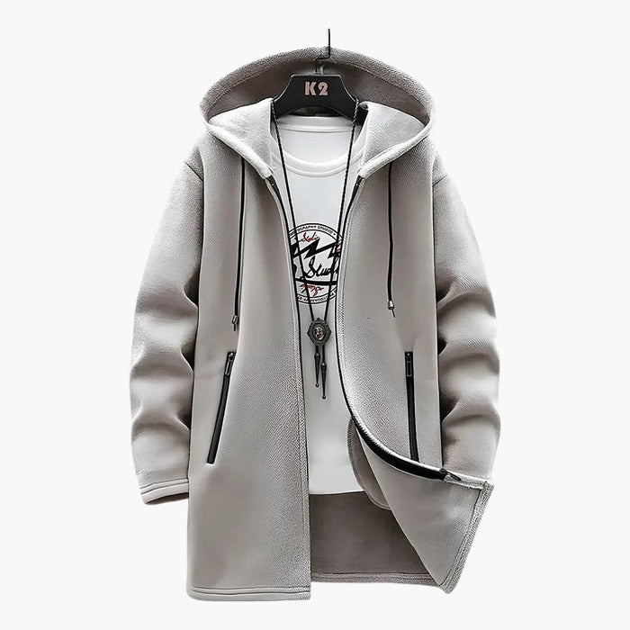 Men’s Hooded Zip Jacket with Drawstring and Inner Lining