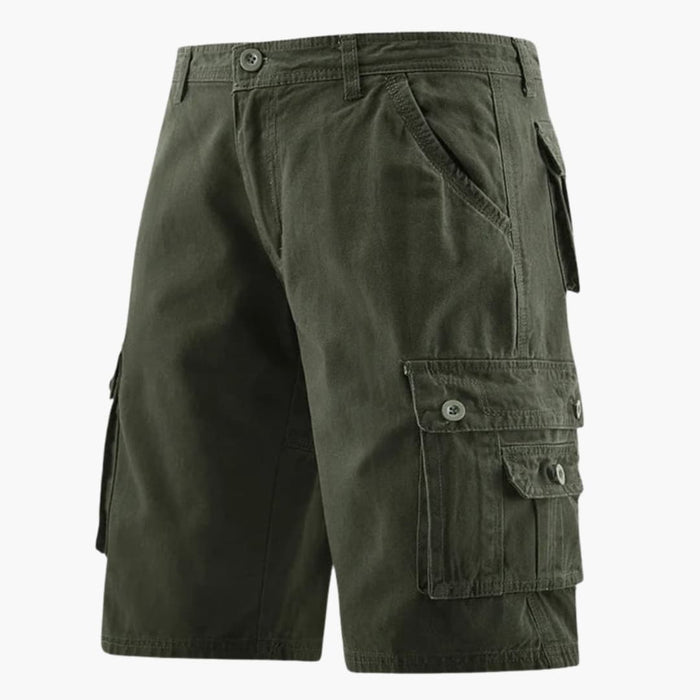 Men's Knee-Length Cargo Shorts with Elastic Waistband and Utility Pockets