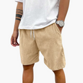 Men’s Knee-Length Textured Shorts with Elastic Drawstring Waist &amp; Pockets