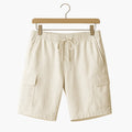 Men's Linen Shorts with Elastic Waistband and Cargo Pockets