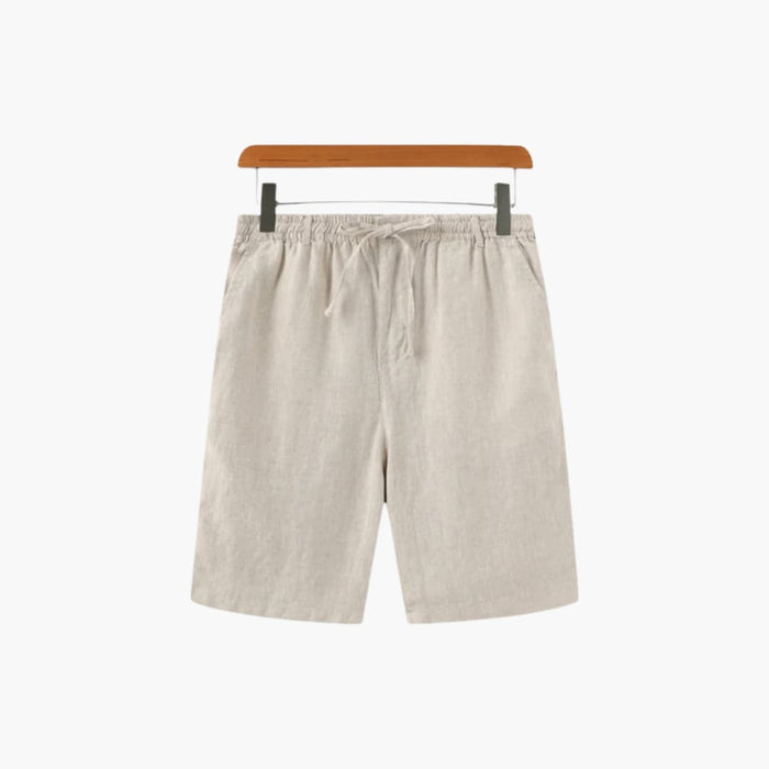 Men's Linen Shorts with Elastic Waistband and Side Pockets