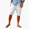 Men's Linen Shorts with Zipper Closure and Patch Pockets