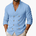 Men’s Long Sleeve Button-Down Shirt with Double Placket