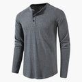 Men’s Long Sleeve Henley T-Shirt with Button Placket – Plain One-Piece Top