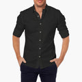 Men’s Long Sleeve Zip-Front Shirt with Collar