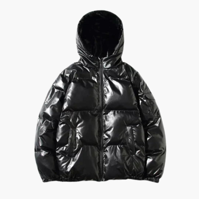 Men’s Metallic Puffer Jacket with Hood