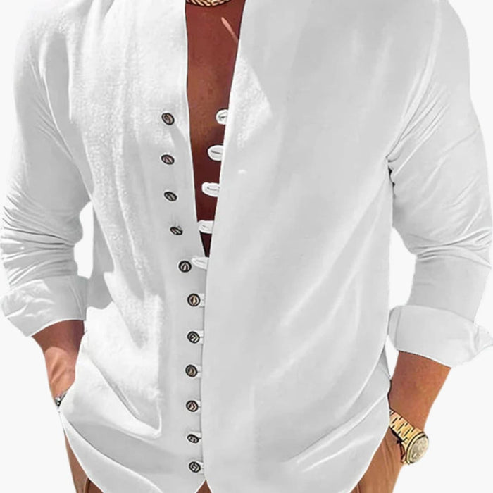 Men’s Plain Button-Down Shirt with Collar