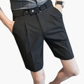 Men's Pleated Shorts with Belt Loops and Zip Closure