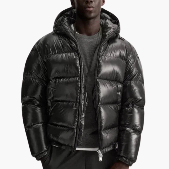Men’s Quilted Jacket with Front Zipper and Padded Lining