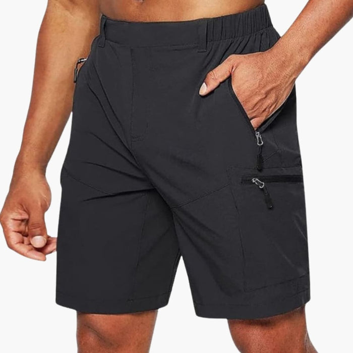 Men's Ripstop Cargo Shorts with Elastic Waistband and Zip Pockets