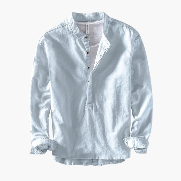Men’s Shirt with Mandarin Collar and Long Sleeves