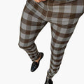 Men’s Slim Fit Pants with Check Pattern