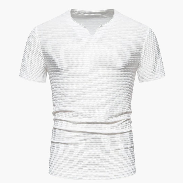 Men’s Slim Fit Wave Texture Crew Neck Short Sleeve T-Shirt