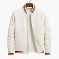 Men’s Striped Bomber Jacket with Front Zip-Ribbed Cuffs and Side Pockets