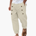 Men’s Summer Pants with Elastic Waist and Button Details