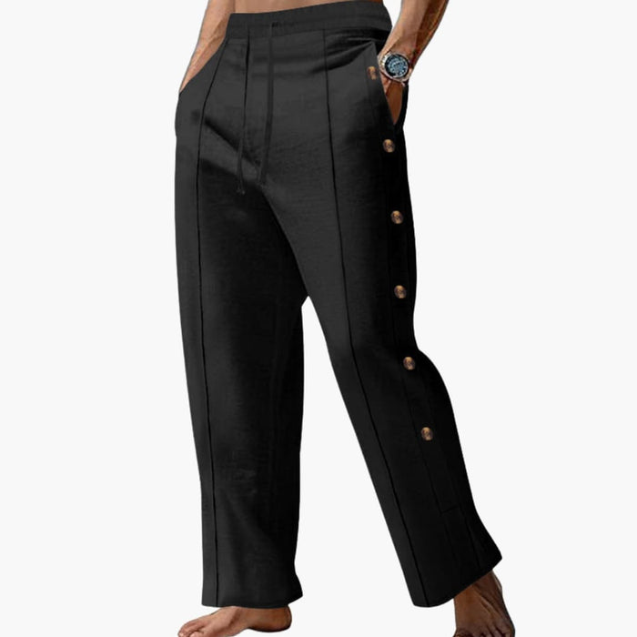 Men’s Summer Pants with Side Buttons and Loose Fit