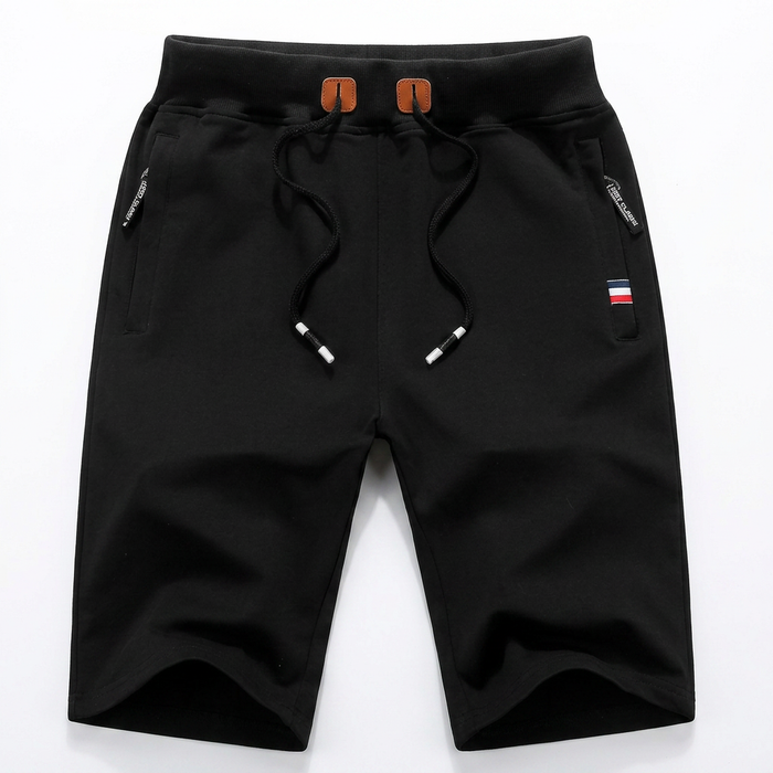 Men's Summer Shorts with Elastic Waistband and Turn-Up Hem