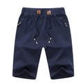 Men's Summer Shorts with Elastic Waistband and Turn-Up Hem