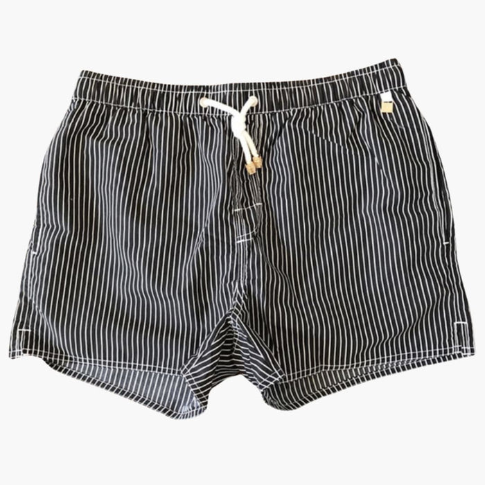 Men’s Swim Shorts with Striped Pattern and Adjustable Drawstring