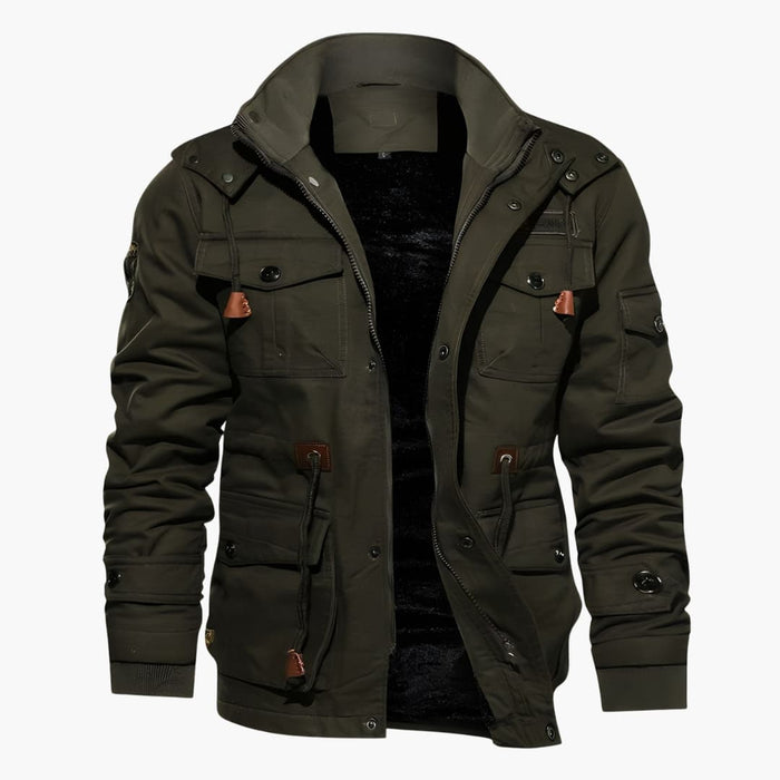Men’s Utility Jacket with Hood and Zipper Front