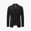 Men’s Jacket and Vest with Lapel Collar and Button Closure