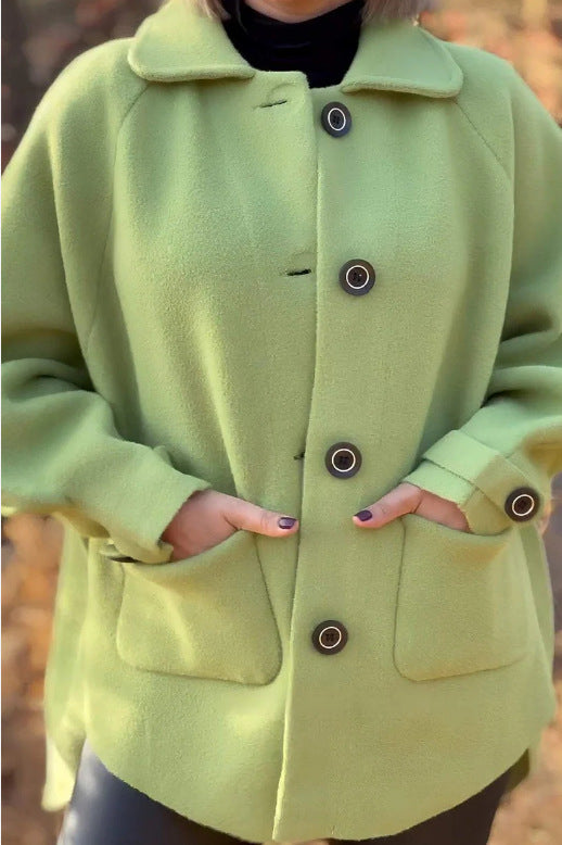 Women's Button-Front Jacket with Peter Pan Collar