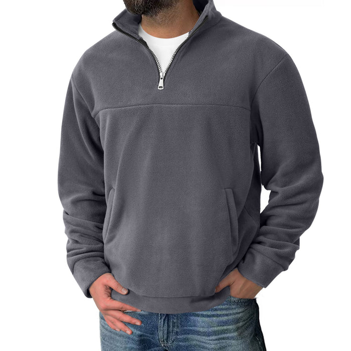 Men's Half-Zip Fleece Pullover with Stand Collar