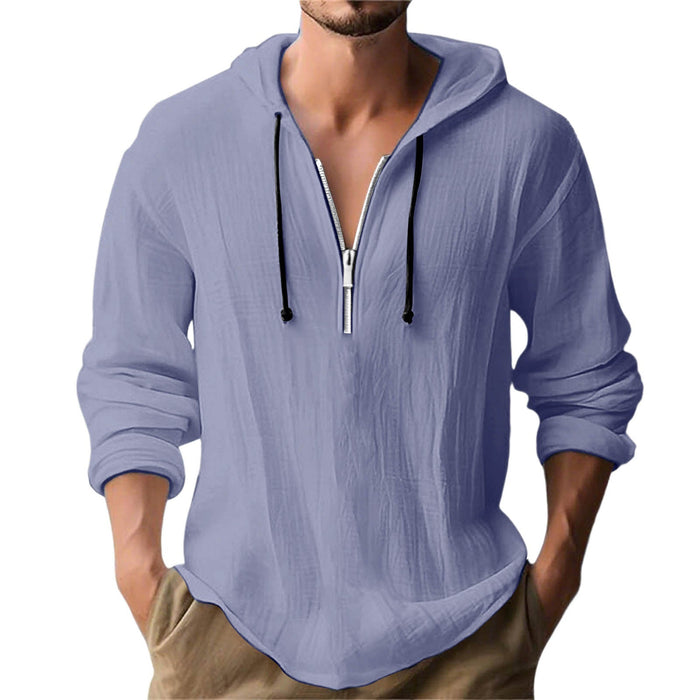 Men's Half-Zip Hoodie Pullover Textured Lightweight