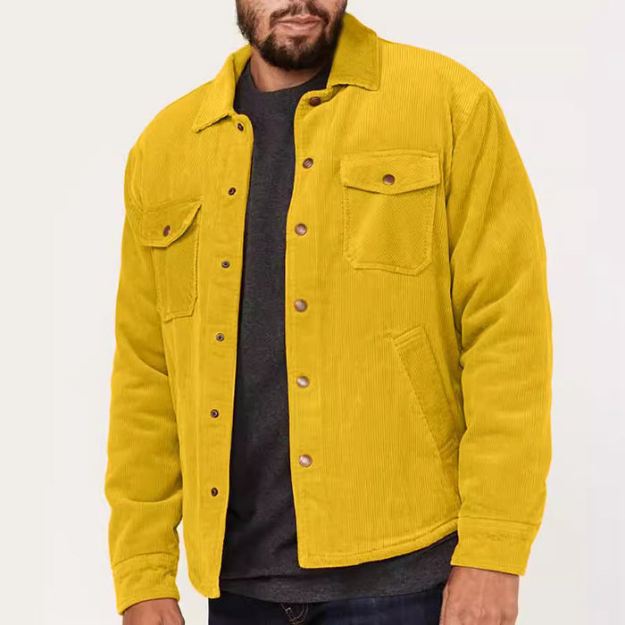 Men's Button Front Utility Jacket with Chest Pockets