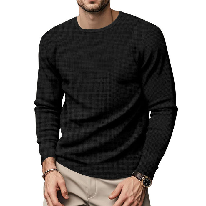Men's Textured Long Sleeve Crew Neck Shirt for Casual