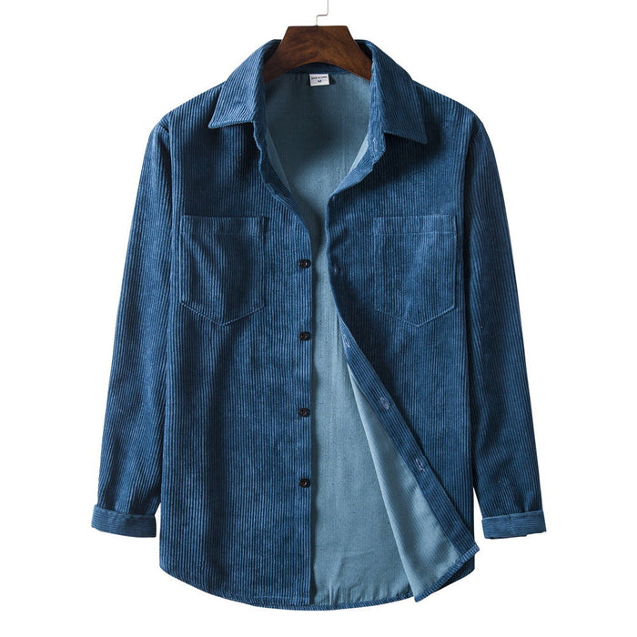 Men's Corduroy Shirt Button-Front with Chest Pockets