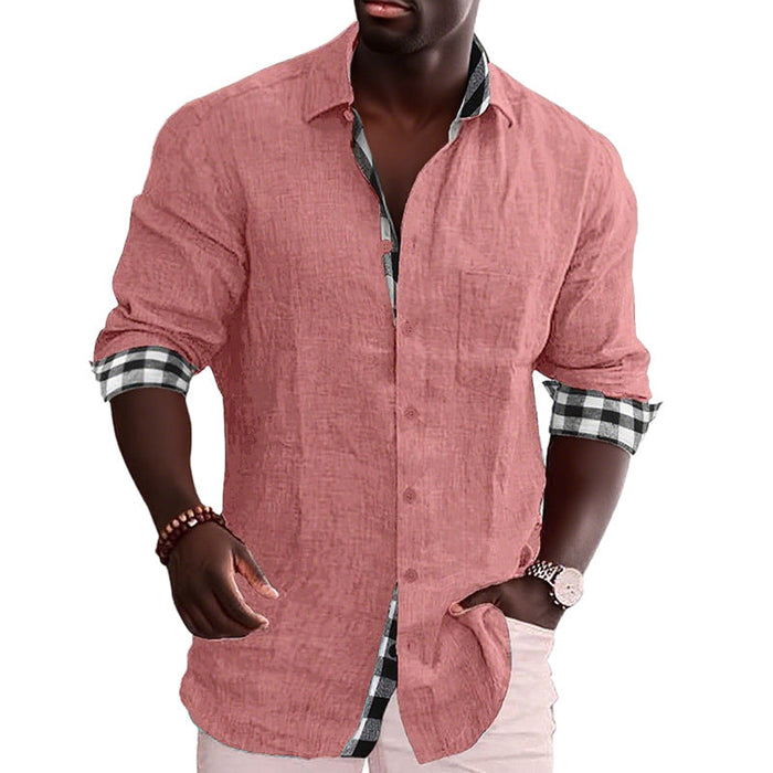 Men's Button-Down Shirt Long Sleeve Chest Pocket