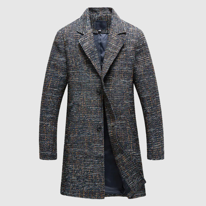 Men's Textured Wool-Blend Overcoat with Collar