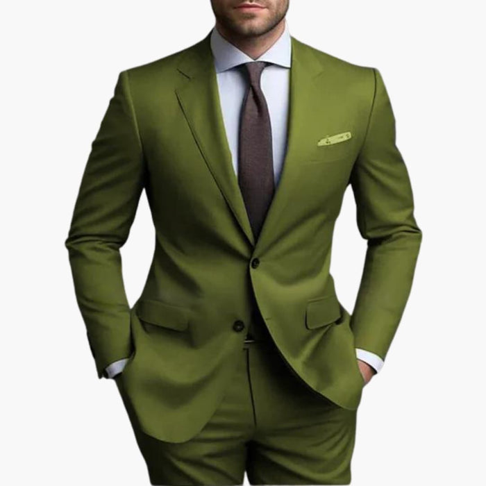Men's Suit Two-Piece with Notched Lapel and Slim Fit