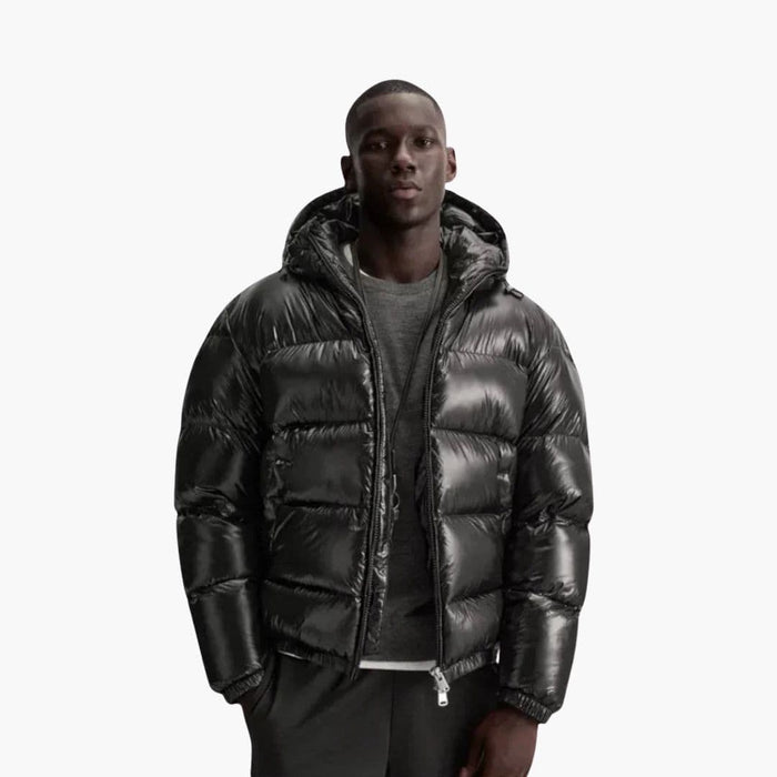 Men's Quilted Jacket with Hood and Padded Lining
