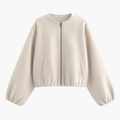 Women’s Jacket with Round Neck and Zipper Closure