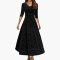 Women’s A Line Dress with Round Neckline and Flowing Skirt