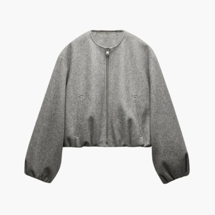 Women’s Bomber Jacket with Front Zip and Side Pockets