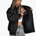 Women’s Bomber Jacket with Inner Pockets and Elastic Cuffs