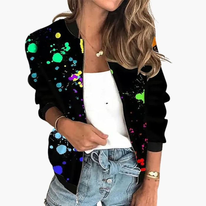 Women’s Bomber Jacket with Printed Surface