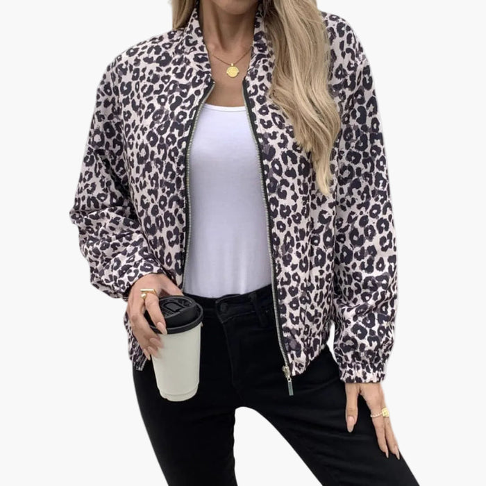 Women’s Bomber Jacket with Zip and Elastic Cuffs