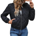 Women’s Bomber Jacket with Zip and Quilted Surface