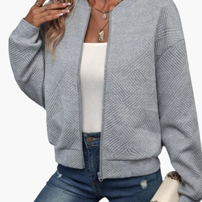 Women’s Bomber Jacket with Zip and Ribbed Trims