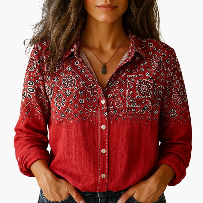 Women’s Button-Down Shirt with Classic Collar and Long Sleeves