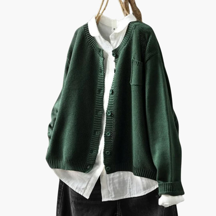 Women’s Cardigan with Button Closure and Chest Pocket